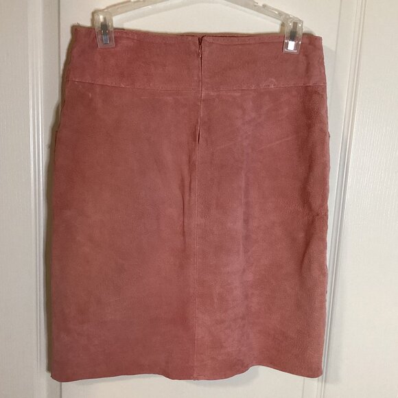 Fairweather Women's Leather Suede Romantic Pink Pencil Skirt Size 4 - Picture 3 of 10